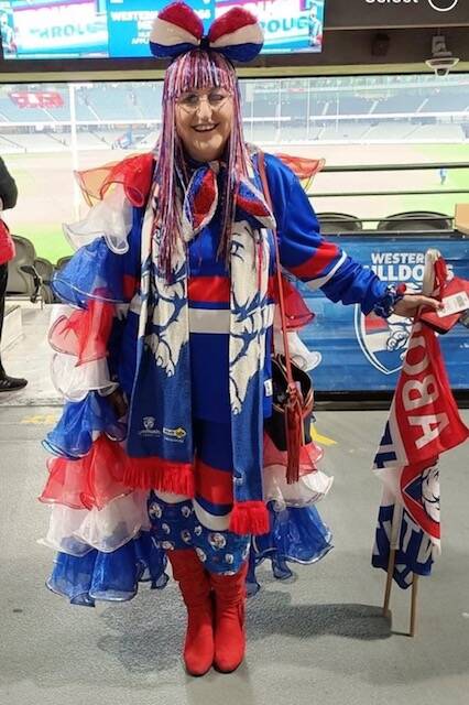 Sharon Cutajar dressed to support the Western Bulldogs in the AFL. Picture supplied