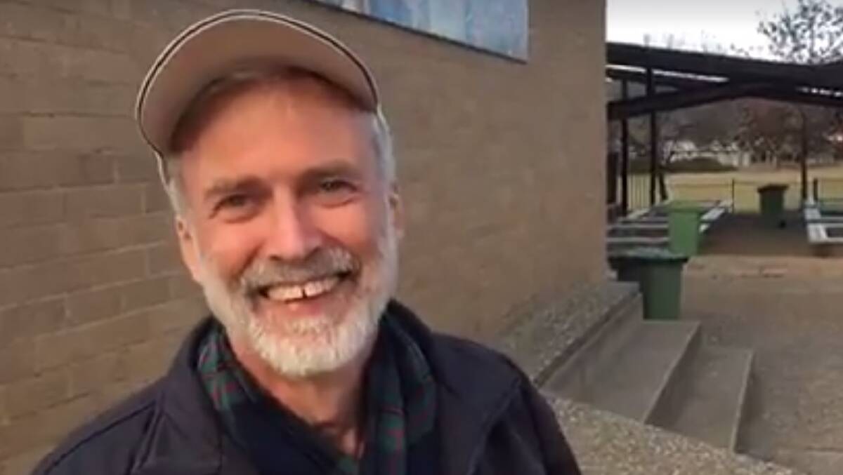 Going the distance: independent candidate Pete Harrison at Karabar High School. Video still.