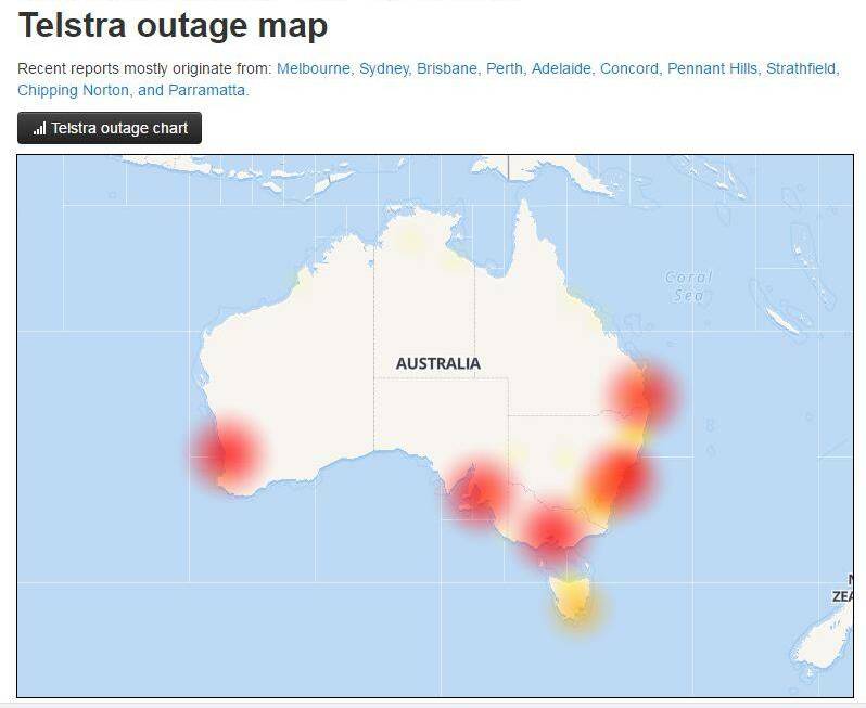 Map of outage as at. Source: Aussie Outage