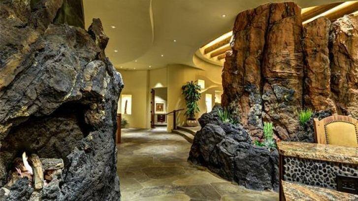 Rocky crags in an underground hall of the Utah home.