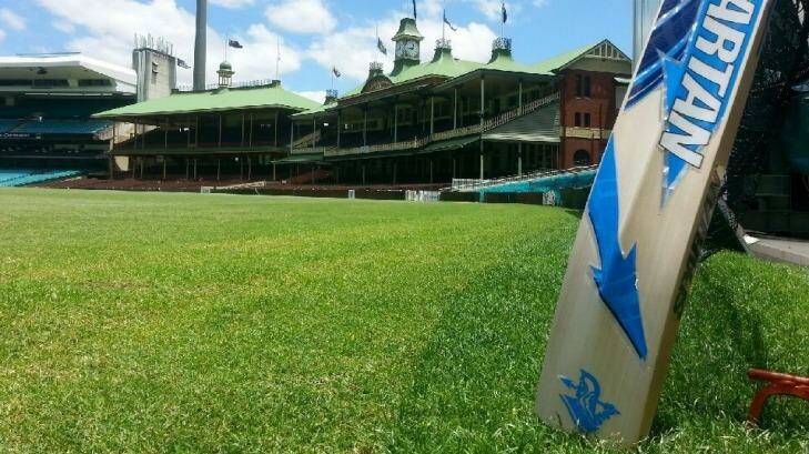 Hallowed ground: A bat rests on the SCG turf. Photo: SCG Twitter