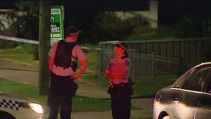 Police at the scene of a shooting in Chester Hill on Wednesday. Photo: Seven News