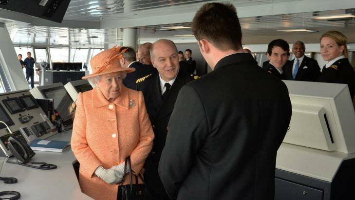 Ruler’s measure: The Queen tours P&O’s new flagship Britannia at the naming ceremony on March 10.  Photo: James Morgan