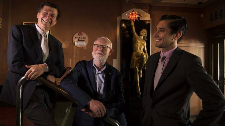 From left: Orpheum general manager Paul Dravet, film critic David Stratton and deputy general manager Alex Temesvari. Photo: Kate Geraghty