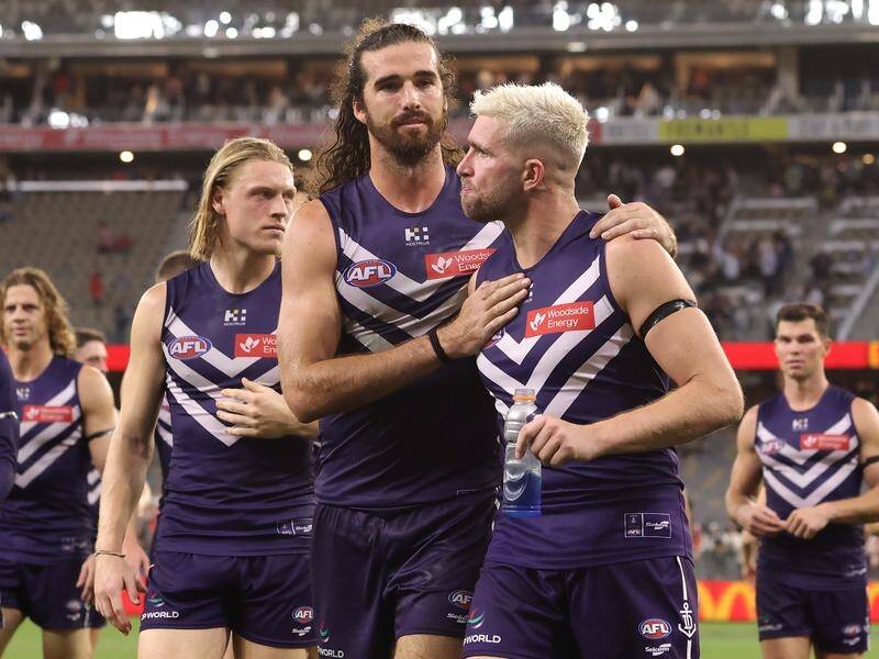 Cam McCarthy's death made it an emotional night for his old teammates at the Dockers. (Richard Wainwright/AAP PHOTOS)