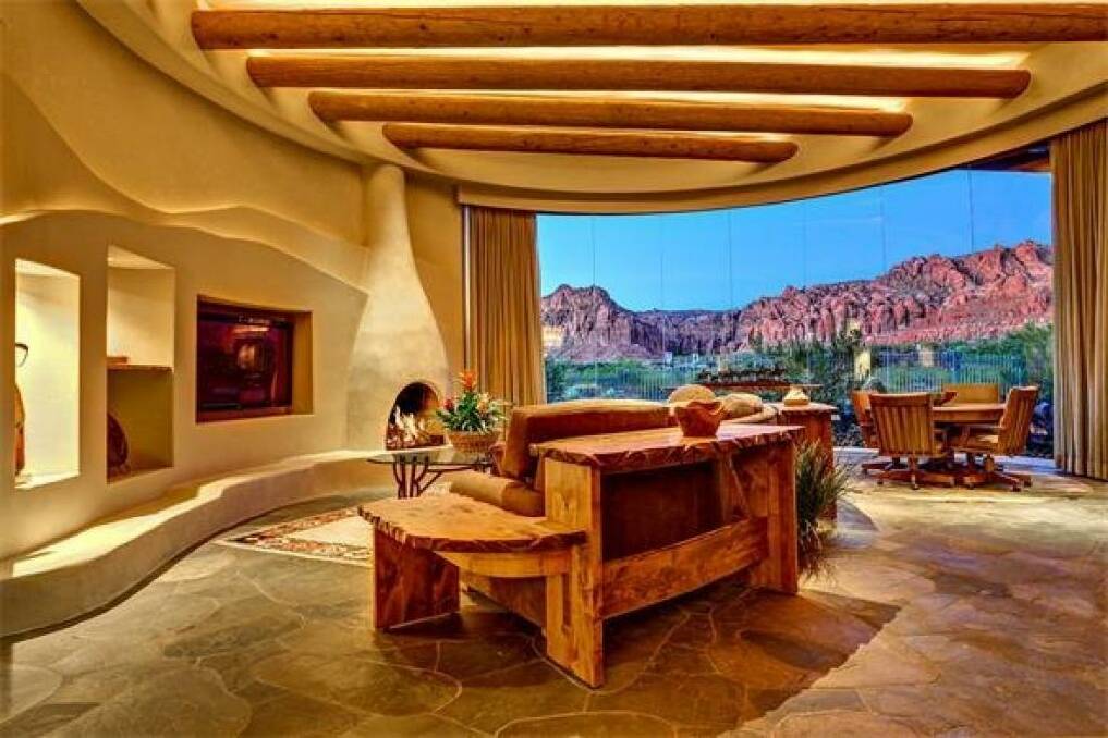 A geologist's dream view from  this Utah cave home.