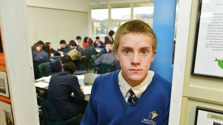 Westall secondary school year 10 student Haydon Brooker Clarke.  Photo: Joe Armao