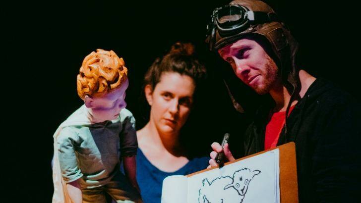 Jessica Lewis and Shane Adamczak in Spare Parts Puppet Theatre's The Little Prince.  Photo: Tanya Voltchanskatya