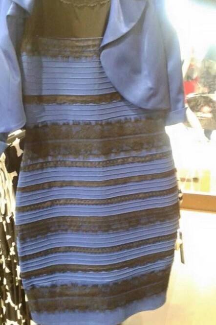 What colour do you think this dress is? White and gold? Or maybe blue and black?