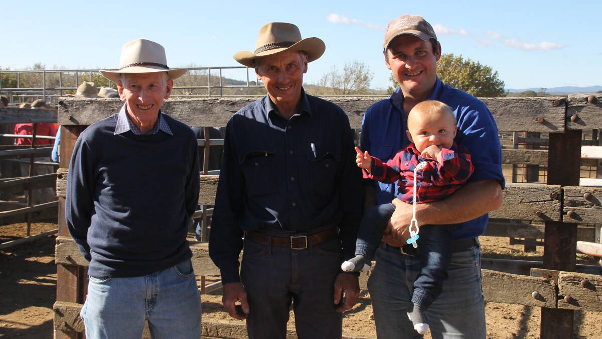 Four generations of the Laurie family from Ballalaba were at the sale. Picture are Dick, Robert, Guy and Sam.  