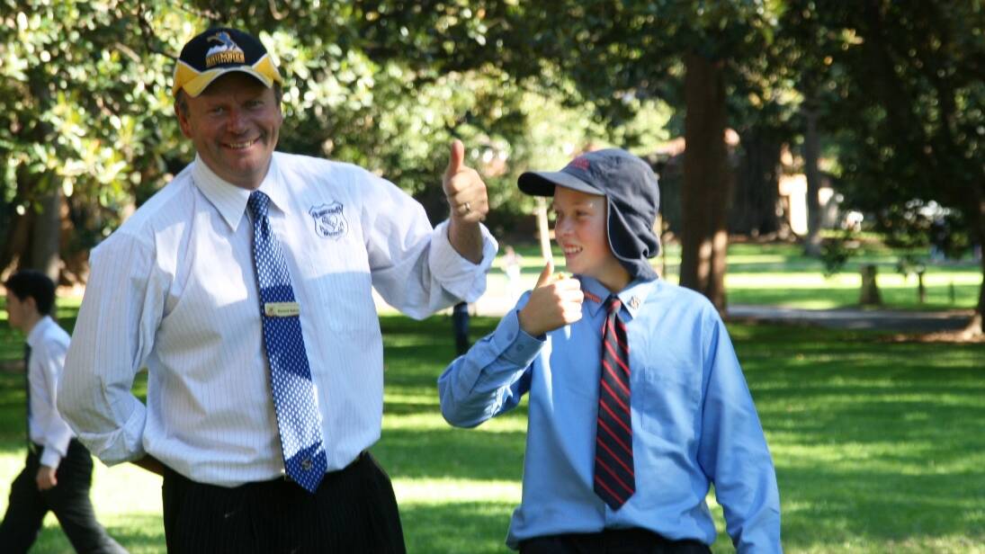 Mr Gerard Galvin with son Matthew, on a school excursion in 2013. 