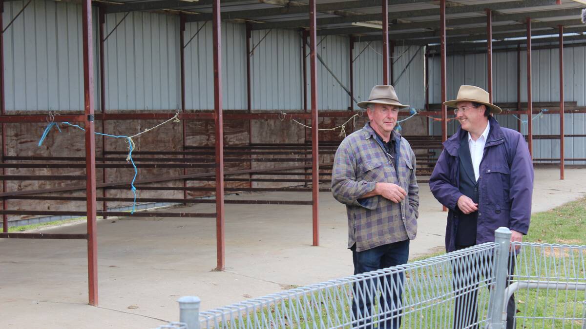 Peter Hendy MP touring the Bungendore Showgrounds with Bungendore Showground Trust President Paul Darmody. 