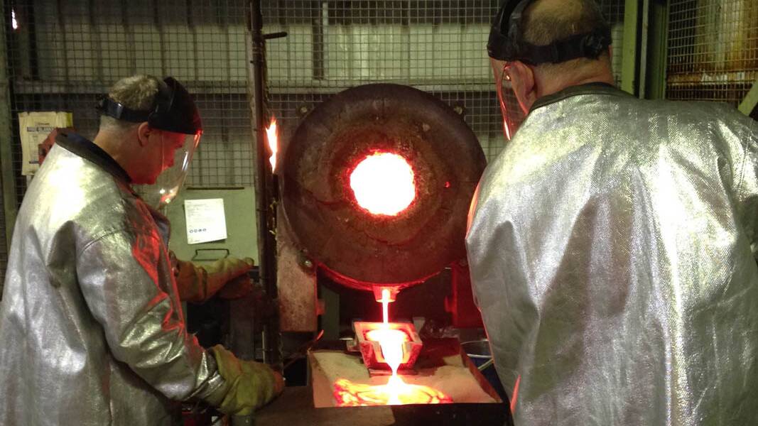 A gold pour at the Unity Mining Henty Plant in Tasmania. SOURCE: Unity Mining. 