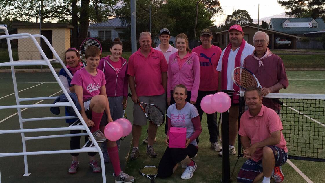 Tennis Club members 'in the pink' for the Cancer Council.

