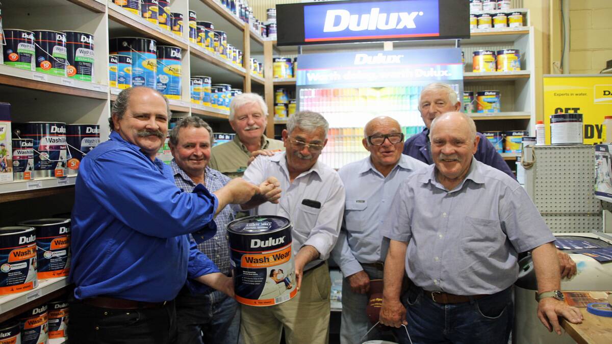 Your Local Bloke Paul Garcia, at Braidwood Rural with John Bunn, Don Hobbs, Barry Ribbons, Ian Faviell, Noel Shepherd and Gordon Shorrock from the Men’s Shed. Braidwood Rural have been donating miss-tinted paint to the Men’s Shed for paint jobs in and around their Shed and other projects they are involved with in the Community.  