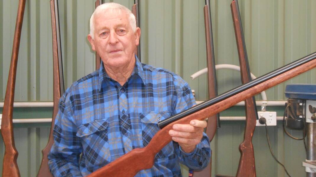 Noel Shepherd with replica carbines.  