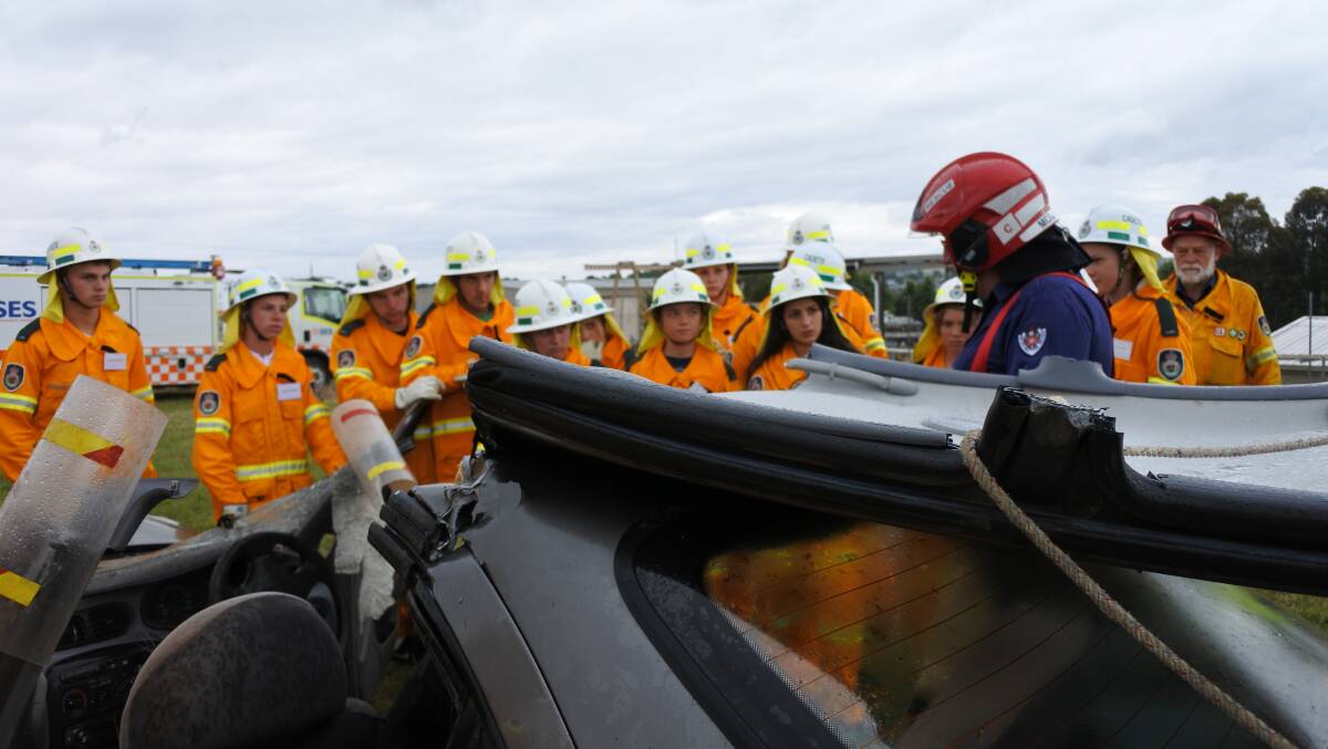 RFS-CADETS: Students view the aftermath of a multi-service excercise. Picture: Elspeth Kernebone.