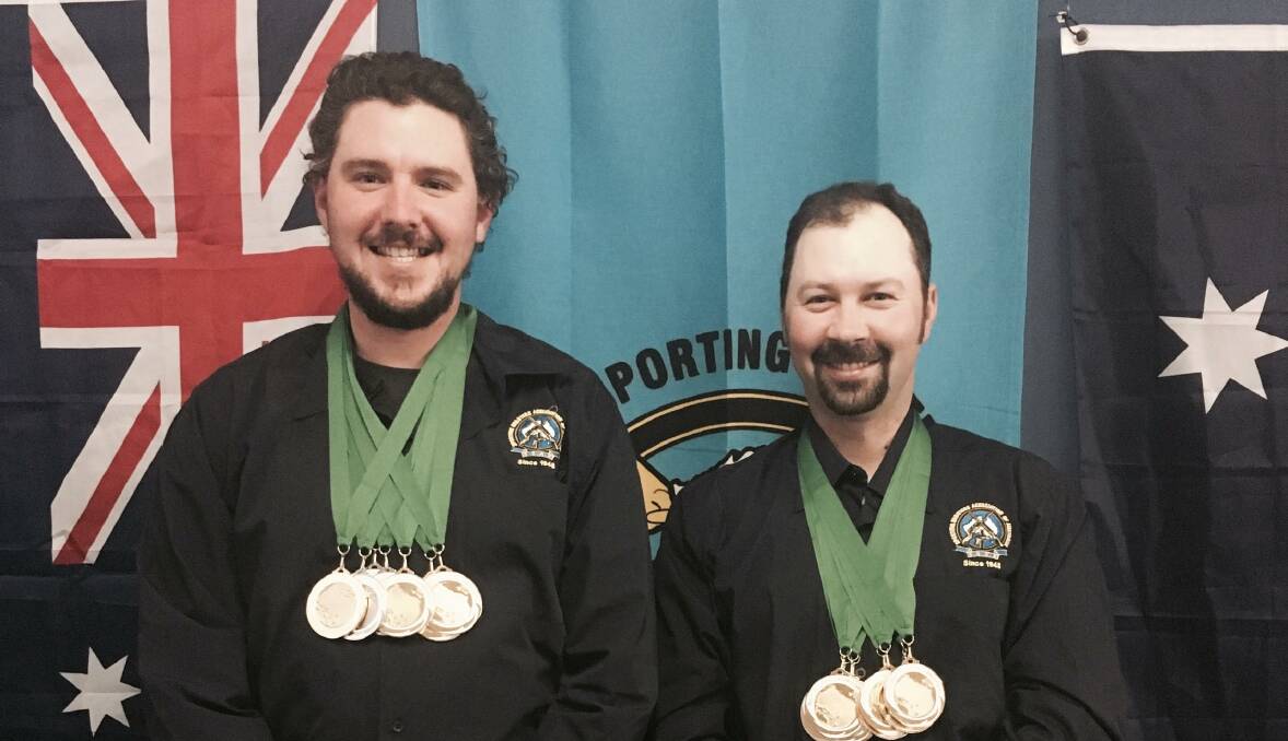 A, B, C: Theo Cassidy and Dann Suthern show off their medals from the podium. Cassidy and Suthern beat not only New Zealand but also Australia's A Team. Cassidy will compete in the US next year in the A Team. Picture: supplied.