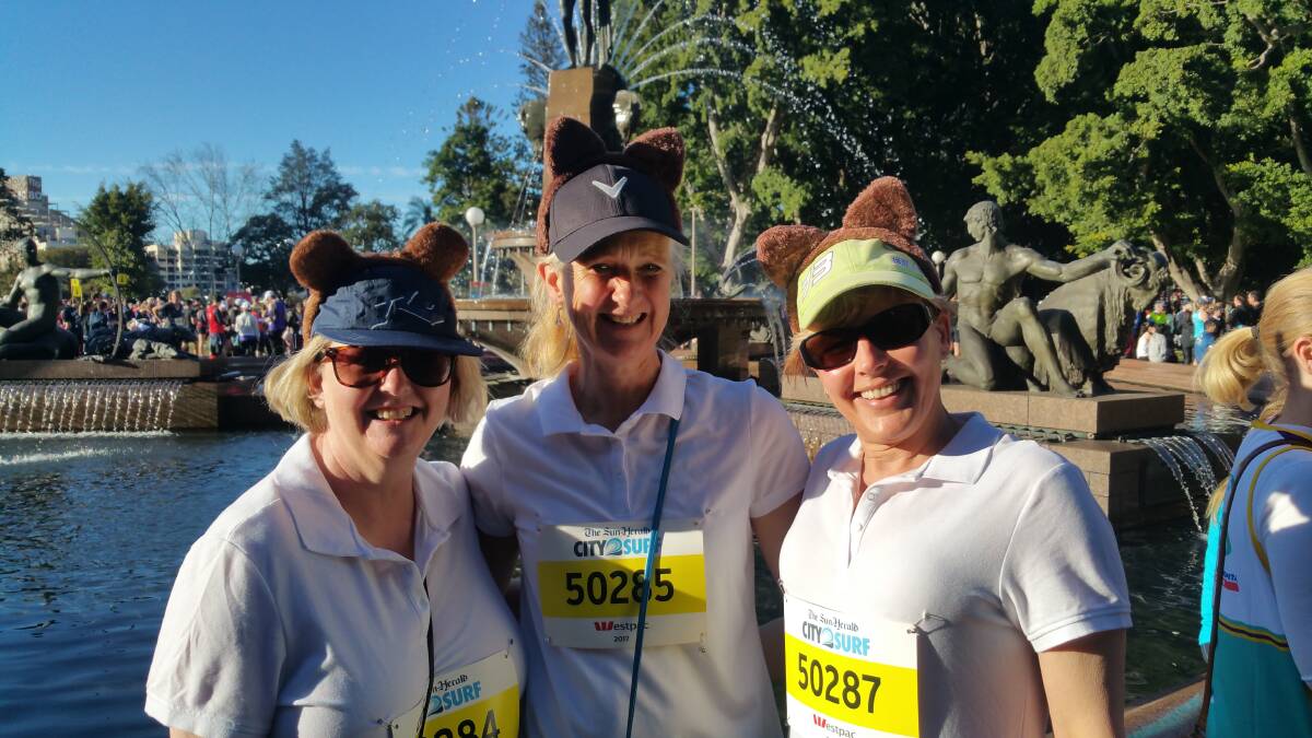 RUNNERS: Lesley Hughes, Sonia Horan, Lesley Fry at the City2Surf. Photo: supplied.