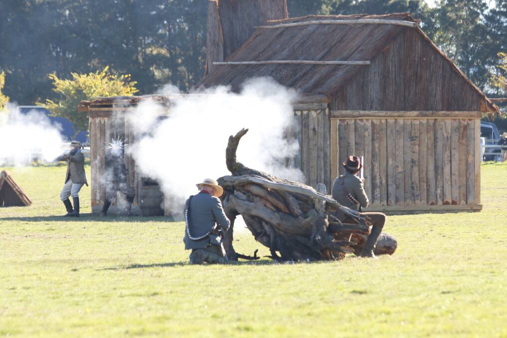 Kathy Toirkens photograph captured starbursts of gunpowder bursting from the Clarkes' guns.