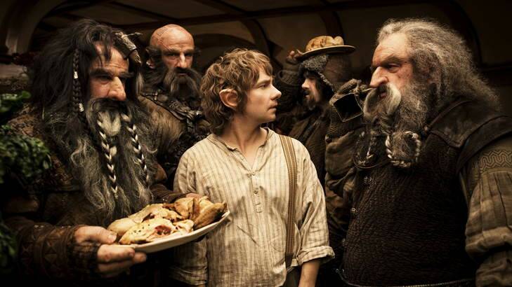 Martin Freeman (centre) stars as the diminutive Bilbo Baggins in <i>The Hobbit: An Unexpected Journey</i>.