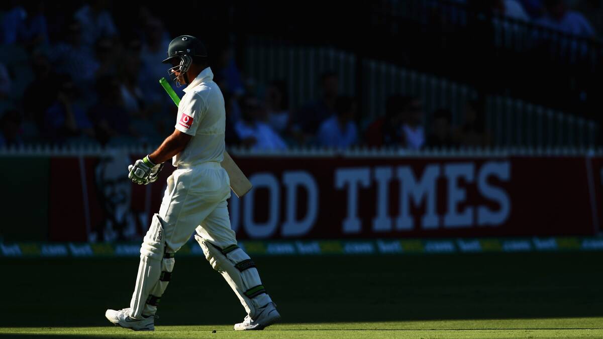 Ponting leaves the field after being bowled by Dale Steyn of South Africa during day three of the Second Test Match between Australia and South Africa at Adelaide Oval on November 24, 2012 in Adelaide. Photo: GETTY IMAGES