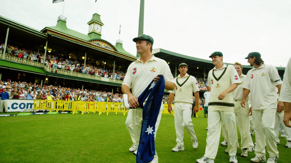 Ponting leads the team after victory in the fourth test against India in 2004. Photo: STEVE CHRISTO
