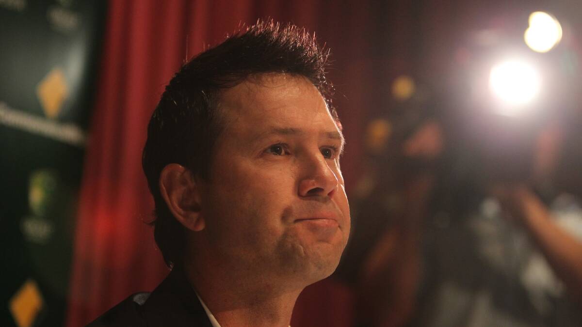 Ponting commits to continue playing cricket at a press conference in February 2012. Photo: SIMON ALEKNA