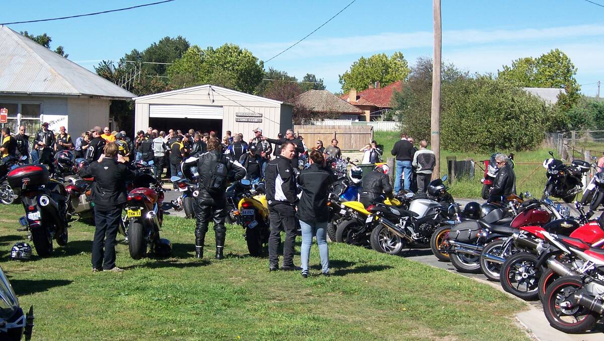 Some of the riders in Braidwood on Sunday.