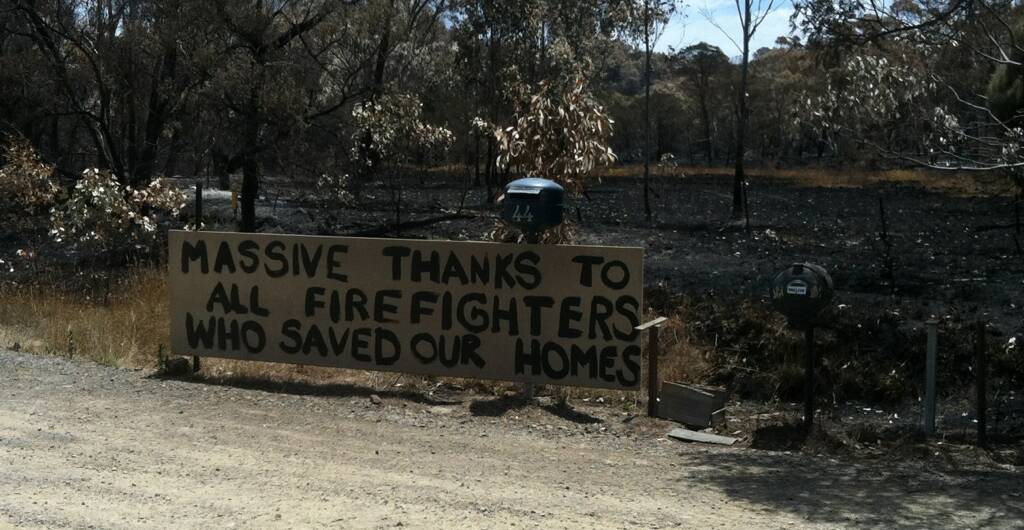 Hazeldell Road residents thank the firies for saving their homes