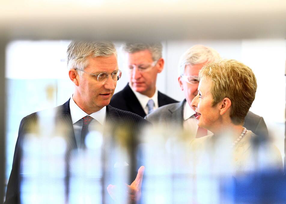 HRH Prince Philippe of Belgium tours the Chemistry and Resources facility with Professor Jeanette Hacket at Curtin University in Perth, Australia. Photo by Paul Kane/Getty Images