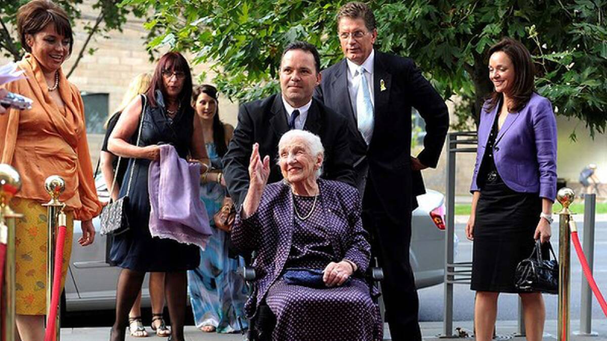 Dame Elisabeth arrives for her 102nd birthday celebrations. Photo: Justin McManus