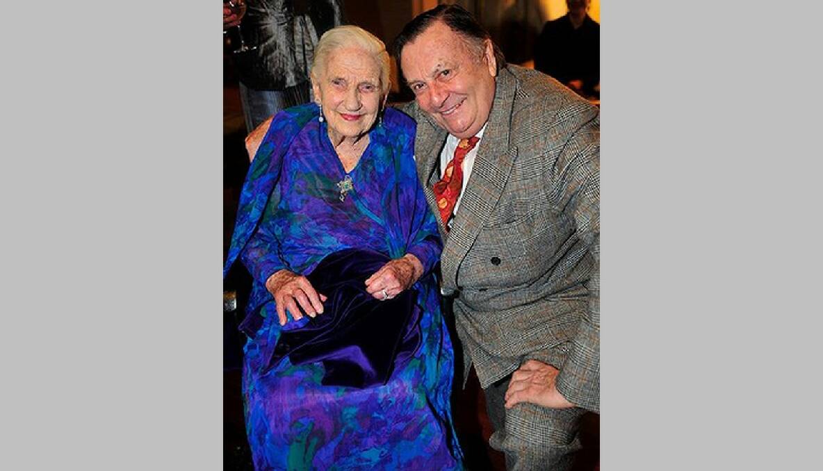 Dame Elisabeth with Barry Humphries at the Dame Nelly Melba Gala dinner at Mural Hall in June 2011. Photo: Wayne Taylor