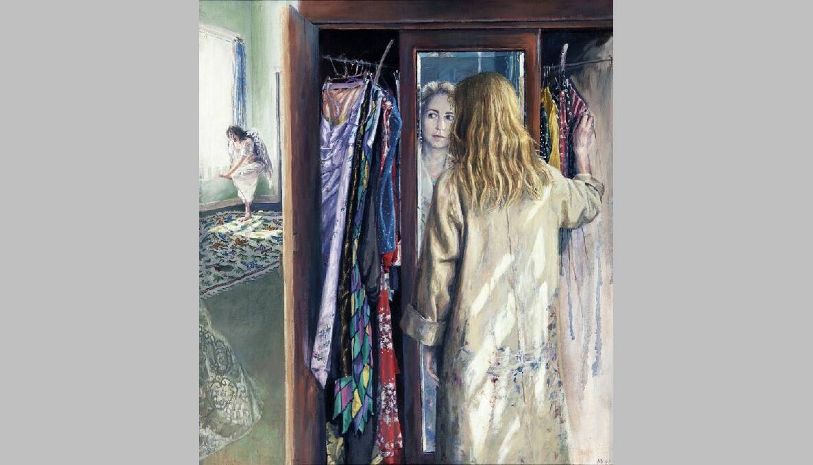 Woman painting wardrobe by Anna Platten, Australia, born 1957. Photo copyright Anna Platten.