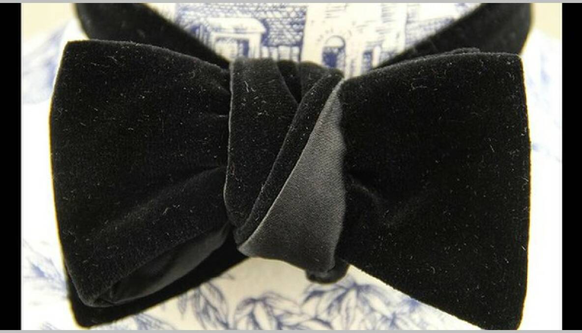 Le Noeud Papillon Ingmar vevet and silk bow tie, $249, made to order at lenoeudpapillon.com.