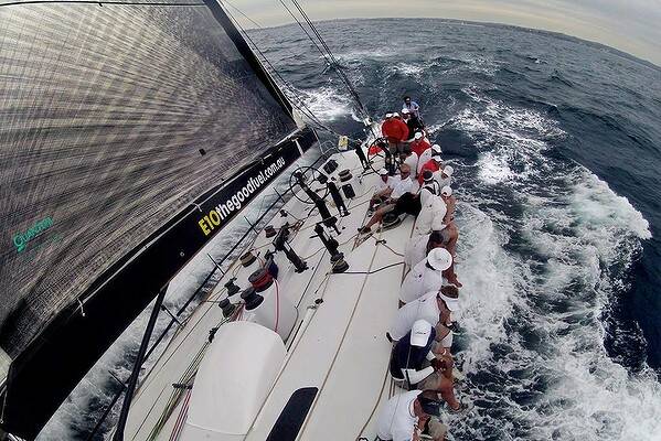 Ninety eight foot super maxi, Lahana, leading the fleet in race one of the CYCA Trophy Passage Series on December 15. Photo: Dallas Kilponen