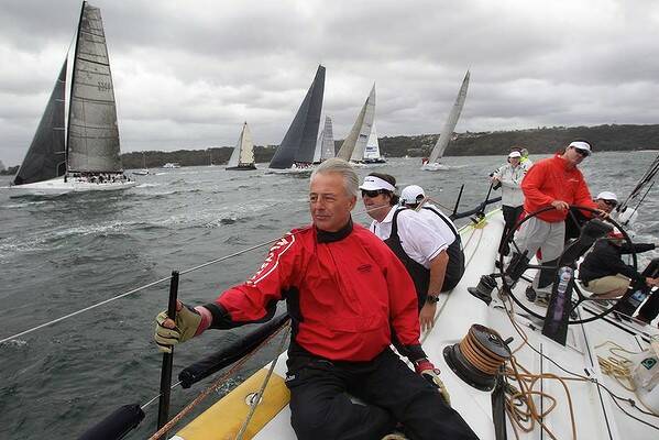 Tony "Steel" Hearder on board as they approach the start line of the SOLAS Big Boat Day. Photo: Dallas Kilponen