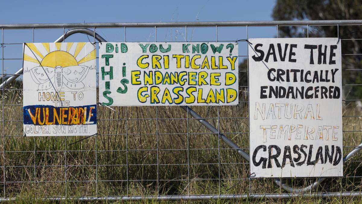 Placards placed at the development site by the Conservation Council. Picture by Gary Ramage