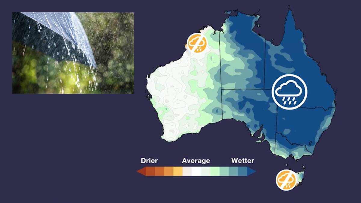 More rain has been predicted to hit the eastern two-thirds of the country while western parts of WA and Tasmania are expected to be drier than median from August to October.