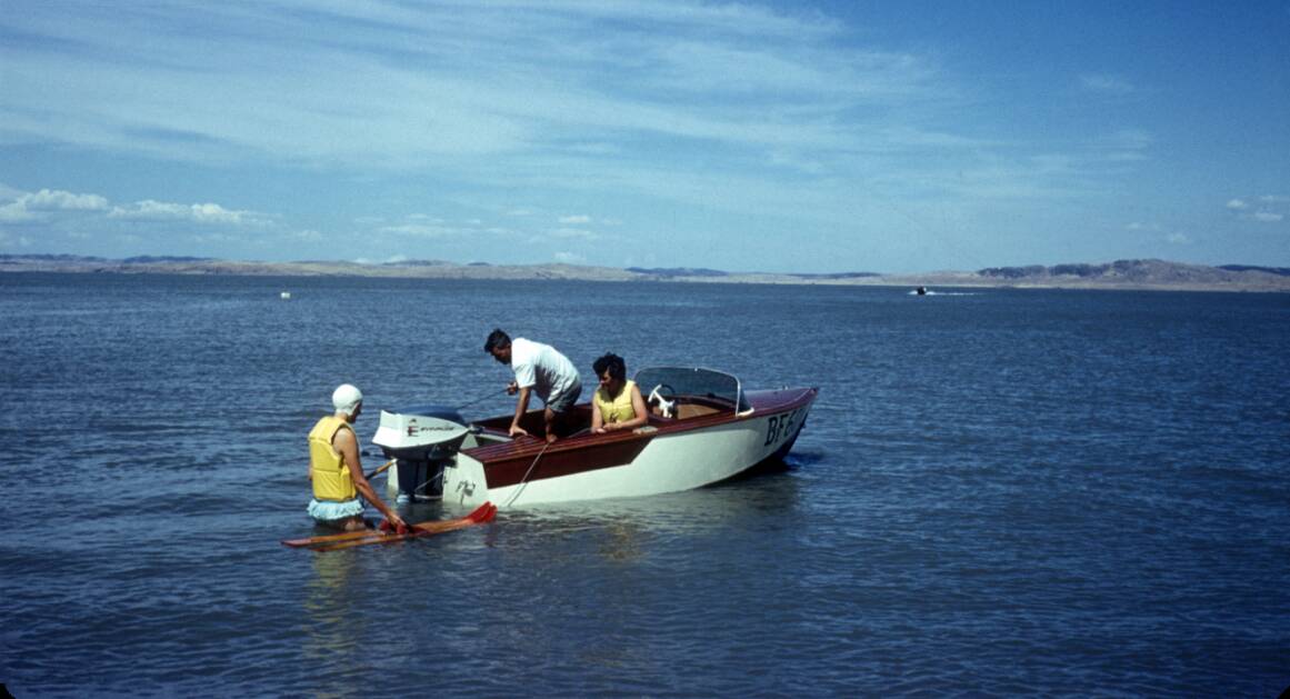 The Pillans family speedboat on the lake in 1965. Picture by Robert Pillans