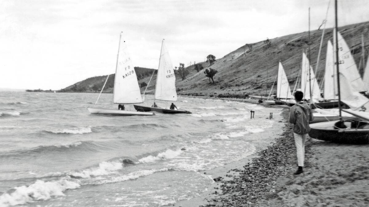 Canberra Yacht Club's raced sail boats on Lake George in the 1960s. Picture supplied