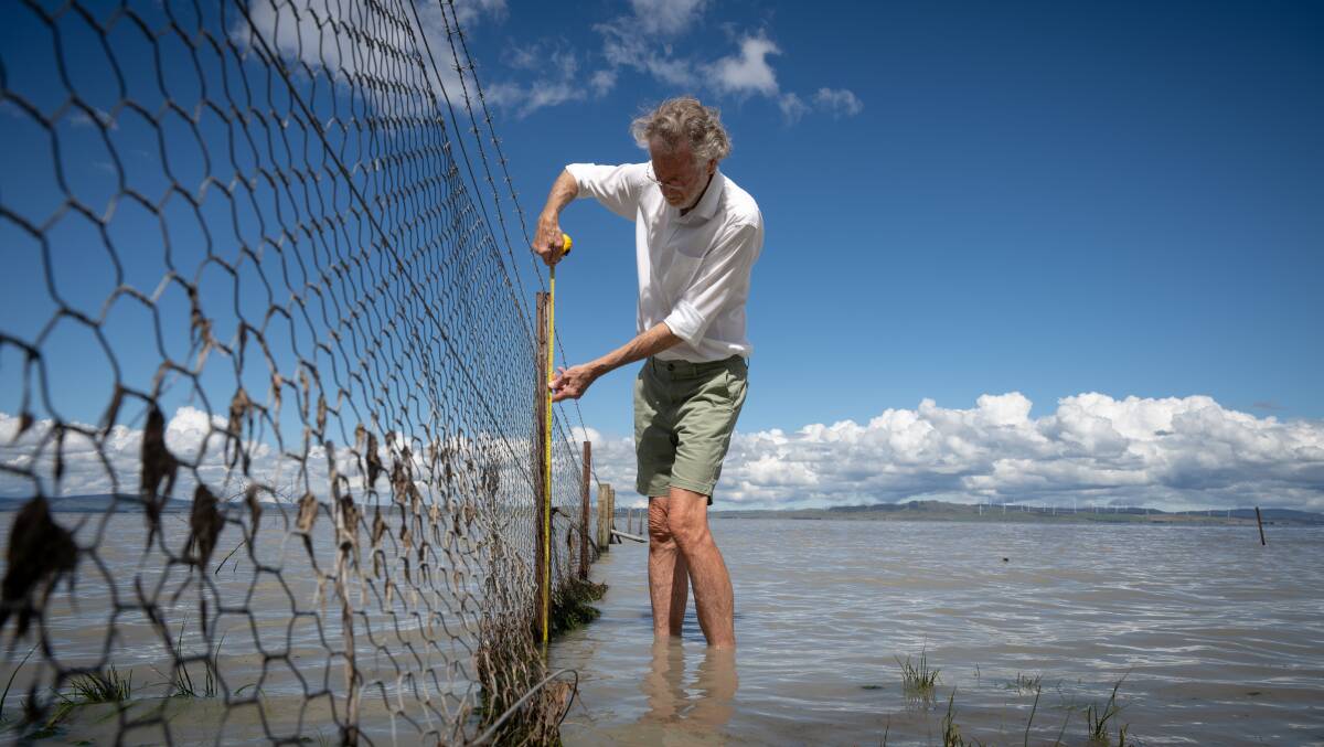 Professor Brad Pillans measures the depth of Lake George every fortnight at the least. Pciture by Elesa Kurtz 