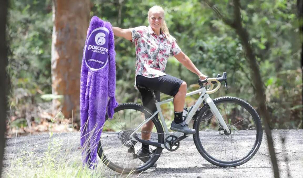 Jody Mielke aims to ride on a gravel bike from Kirrawee through Nowra and Braidwood on her way to the Thredbo Cannonball Festival. Picture by John Veage.