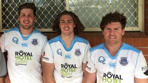BROTHERS IN ARMS: ACT schoolboys player Wyll Holland (centre) made his debut for the Queanbeyan Whites alongside brothers Jake and Tom. Photo: Facebook - Queanbeyan Whites.