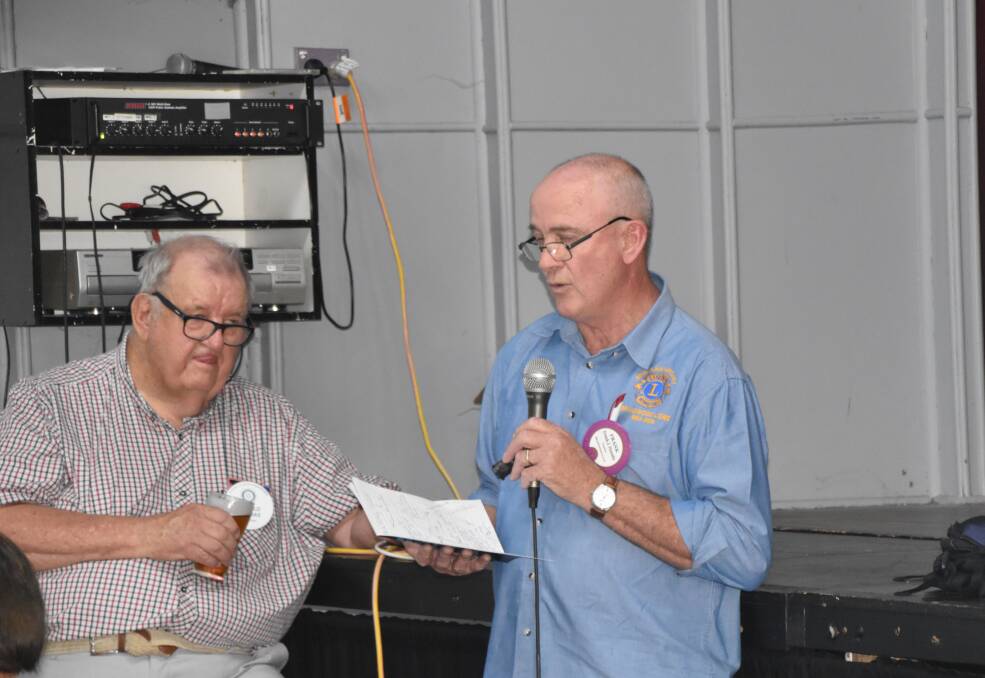 President of Braidwood Lions Frank Hasby speaking at the Bungendore and Ginninderra Rotary Dinner. Photo: Supplied.