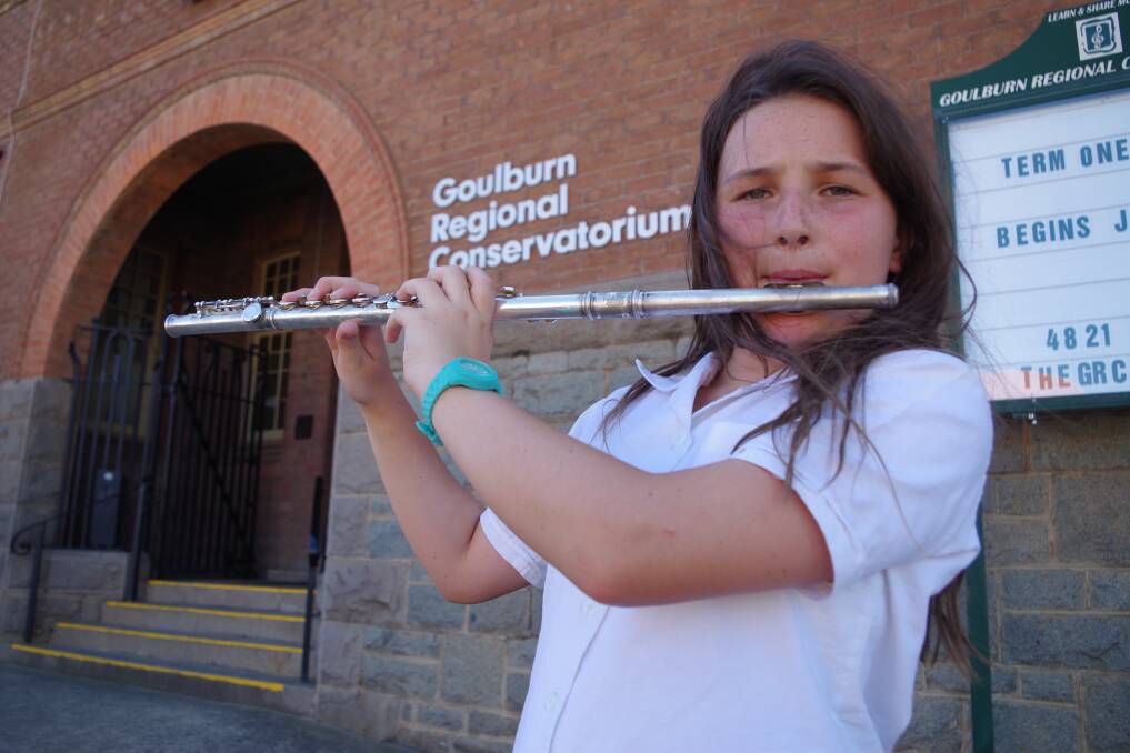 SWEET NOTES: Ella Stewart-Richardson a student of Emma Knott at the Goulburn Conservatorium of Music spent a week of her school holidays on a Sydney Youth Orchestra music camp. Photo: Darryl Fernance