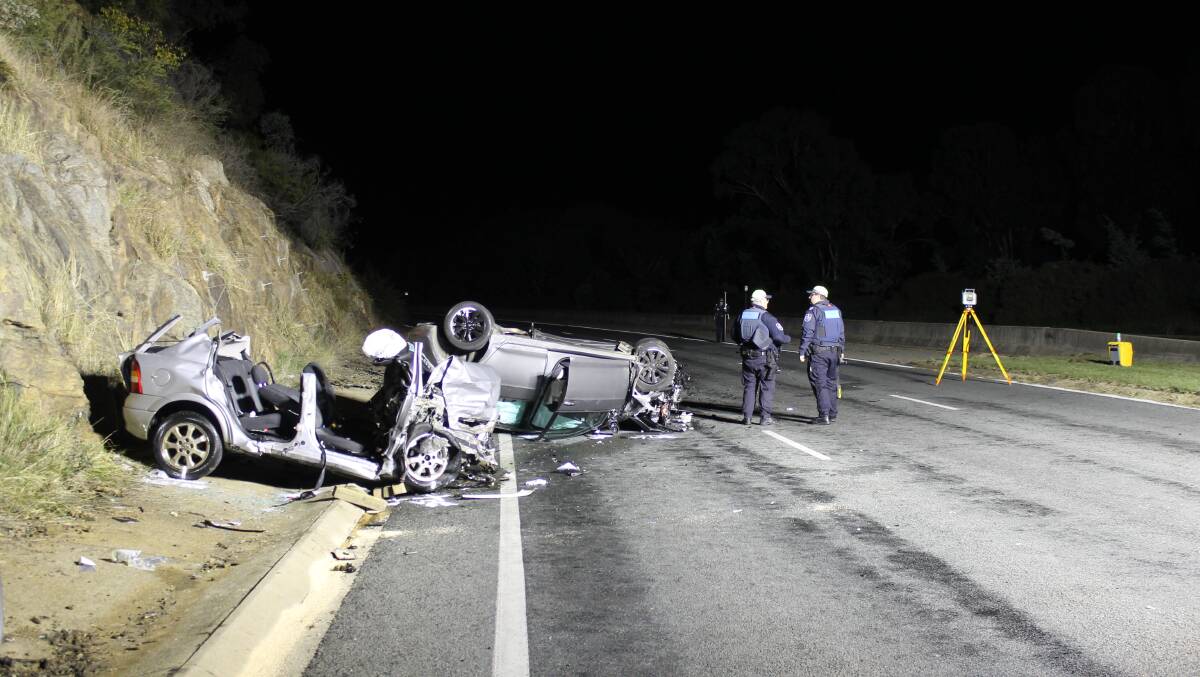 Matthew McLuckie had been driving west on Hindmarsh Drive late on Thursday night when his car was hit head-on by another driving on the wrong side of the road. Picture: ACT Policing 