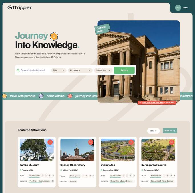 EdTripper allows teachers to research, book and manage excursions, all in one place. Pictures supplied 