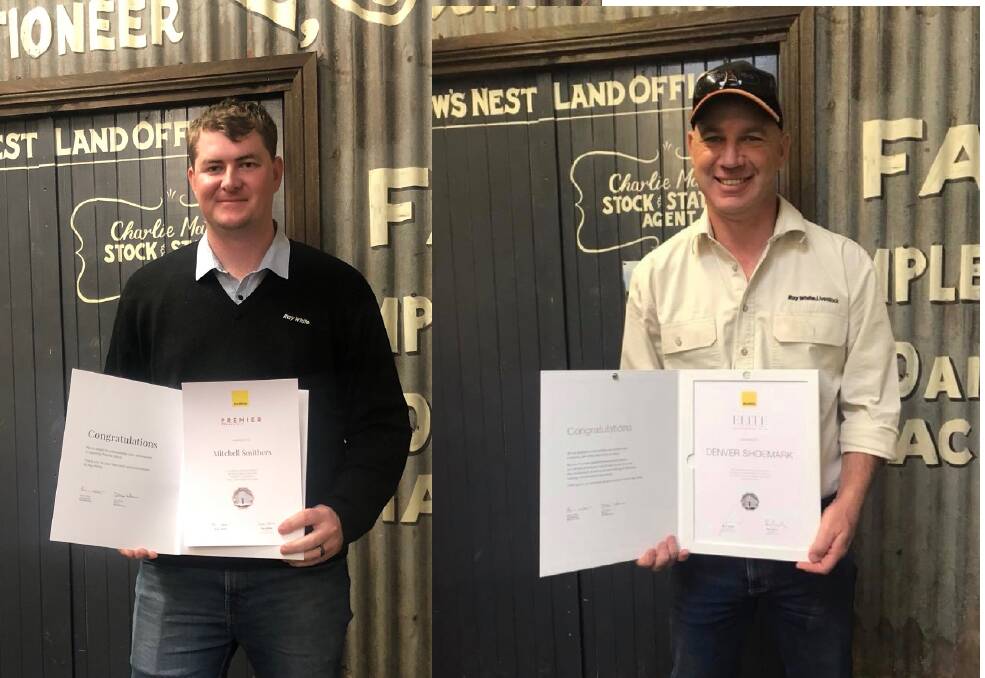 The team: Mitchell (left) and Denver (right) were recognised in the Ray White group for a high level of sales success. Photos: Supplied.