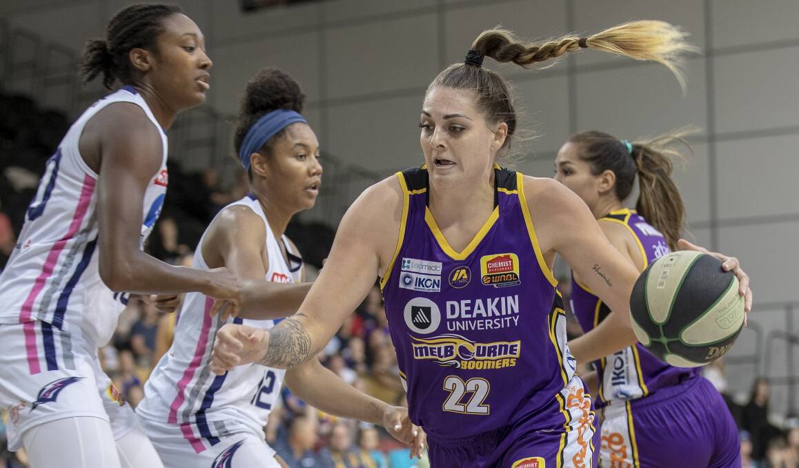 Melbourne Boomers and Opals star Cayla George has been invaluable for Ezi Magbegor. Picture: Mick Connolly